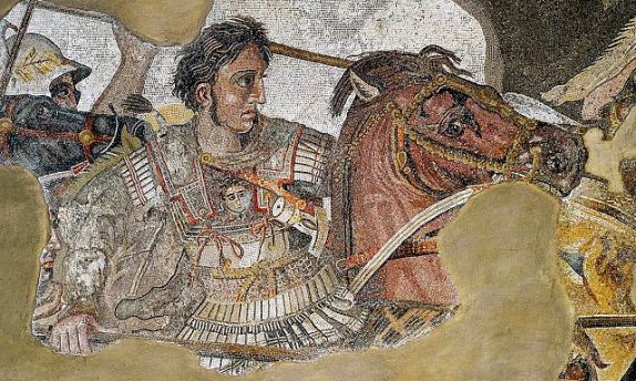 Roman floor mosaic of Alexander the Great, circa 100 BC; originally from the House of Faun in Pompeii.