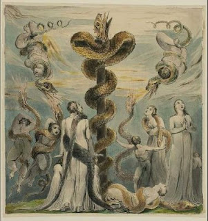 English: The brass serpent (Nehushtan) constructed by Moses and set on a pole so that 