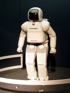 ASIMO is an advanced humanoid robot developed by Honda. Shown here at Expo 2005.